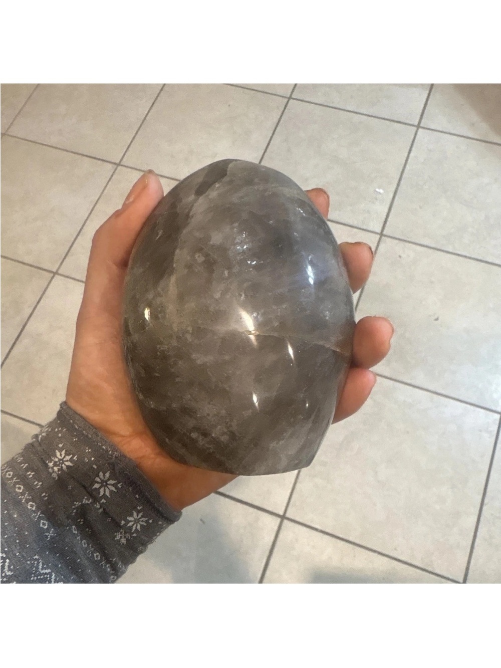 Polished Natural Smokey Quartz Gray Decorative Stone Egg - Home Accents